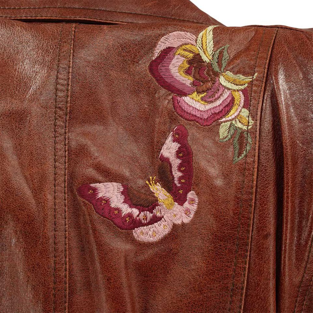 2005 John Galliano Floral Embroidered Leather Bar Jacket