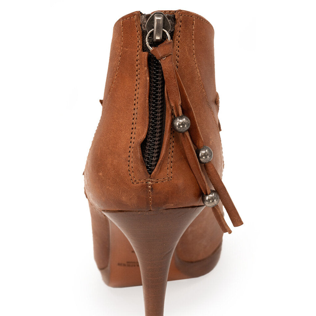 Leather Ankle Boots with Western Detail