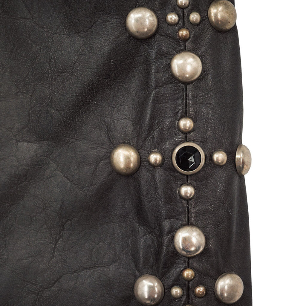 Studded Jeweled Leather Pants