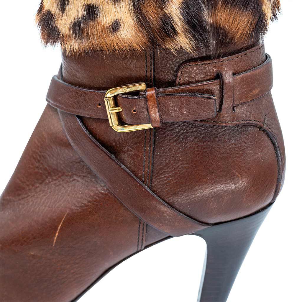 Vintage Leopard Print Heeled Boots