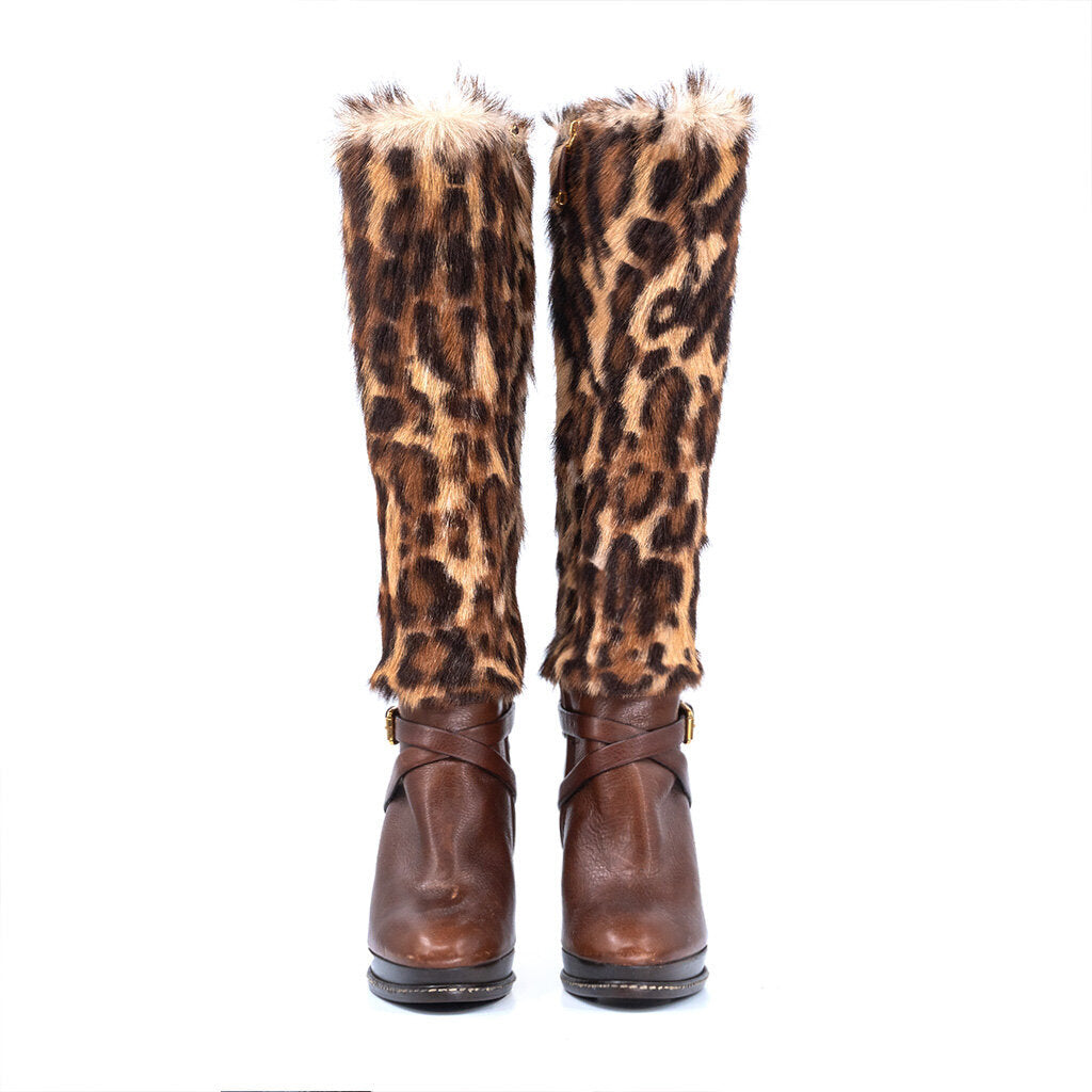 Vintage Leopard Print Heeled Boots