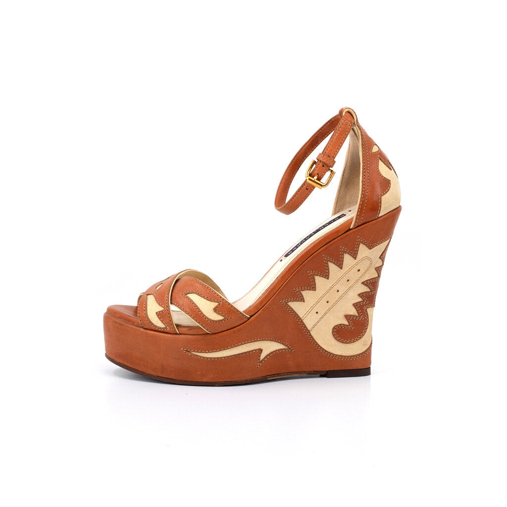 Vintage Western Inlay Platform Sandals