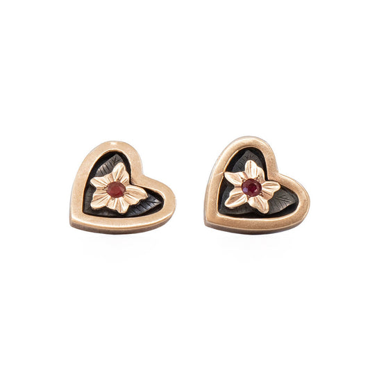 Gold Heart & Flower Earrings