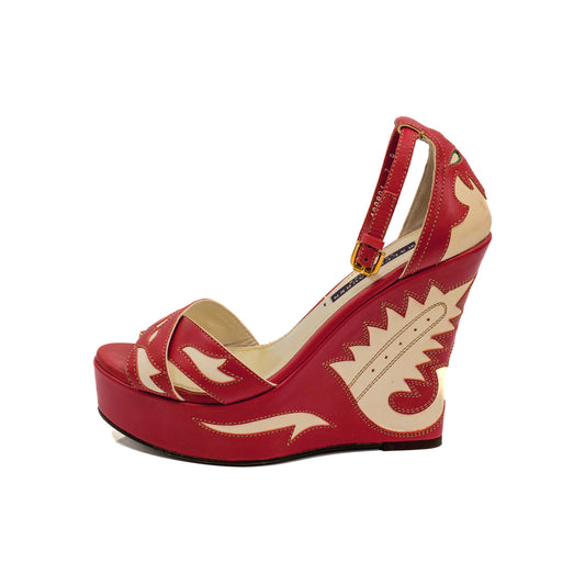 Vintage Western Wedge Sandals