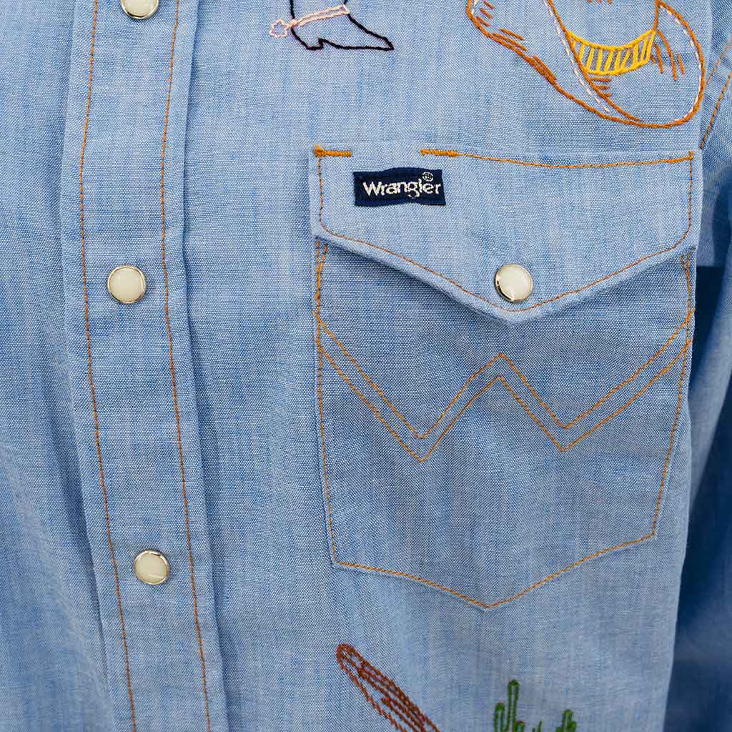 Vintage Hand Embroidered Pearl Snap Shirt