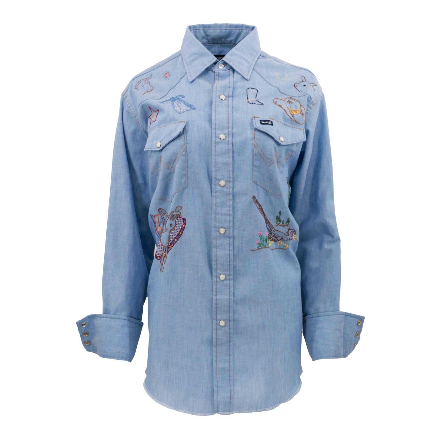 Vintage Hand Embroidered Pearl Snap Shirt